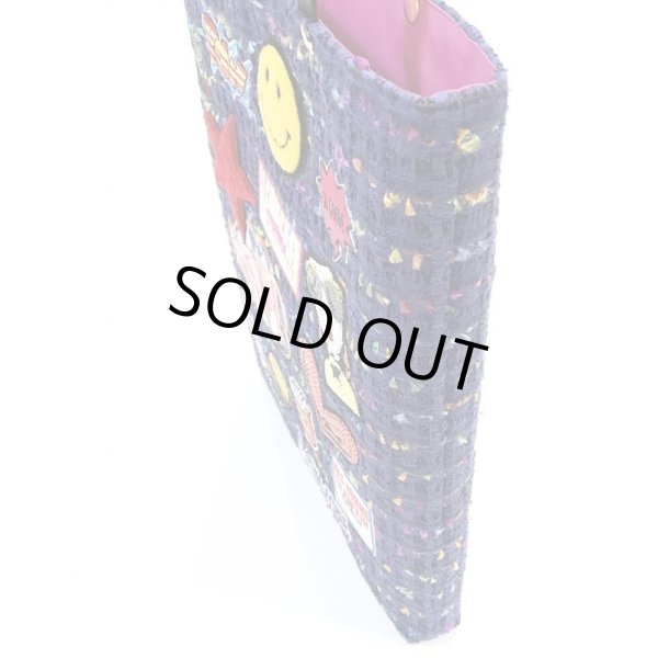 画像4: ブルーマルチなツイードのワッペントート (4)