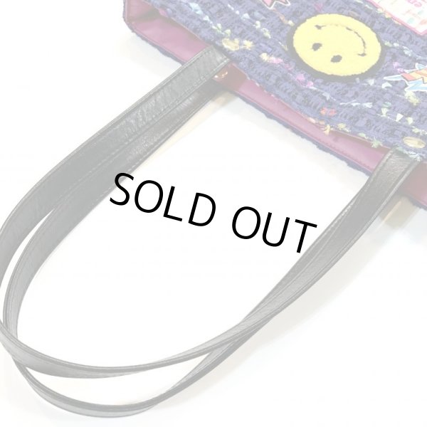 画像7: ブルーマルチなツイードのワッペントート (7)