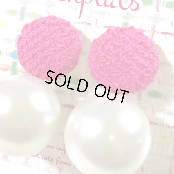 画像5: ツイードと巨大パールのピアス☆フーシャピンク（イヤリング可） (5)