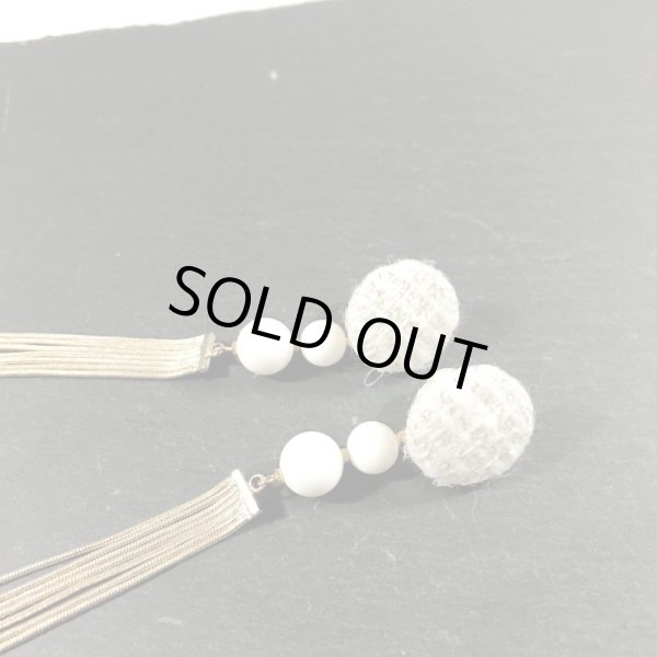 画像3: ツイードと天然石のピアス☆ホワイトチェーン (3)