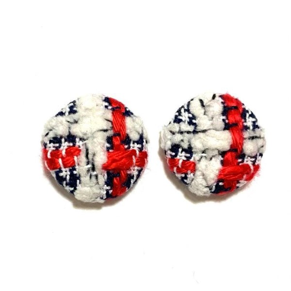 画像3: ツイードの1粒耳飾り　千鳥チェック（イヤリング・ピアス可） (3)