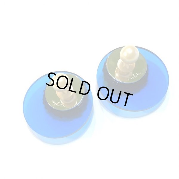 画像6: ツイードとアクリルの耳飾り　クリアブルー×ネイビー（イヤリング・ピアス可） (6)