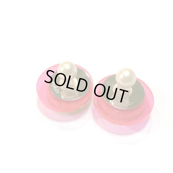 画像8: ツイードとアクリルの耳飾り　スクエアネオンピンク×ターコイズ（イヤリング・ピアス可） (8)