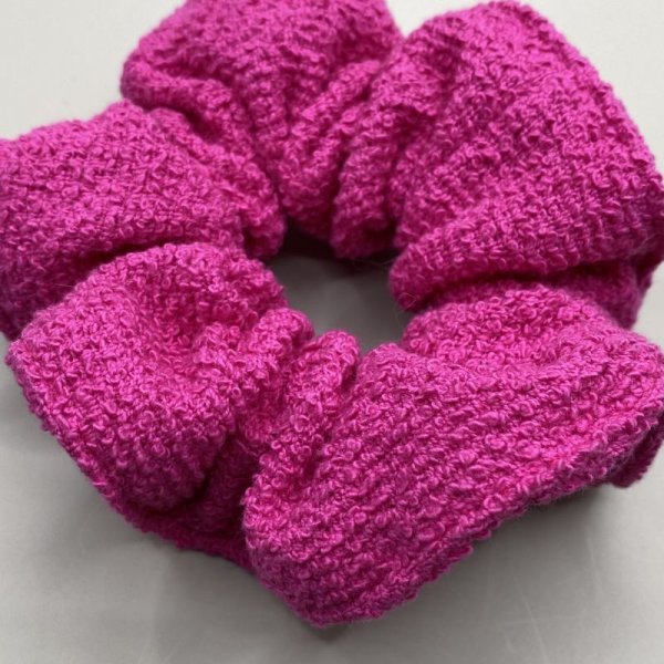 画像4: ビビッドピンクなツイードのシュシュ (4)