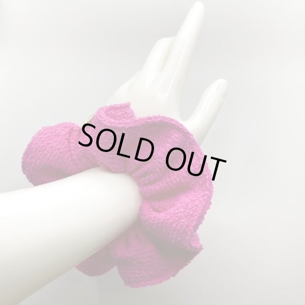 画像6: ラメ入りの青いツイードのシュシュ (6)