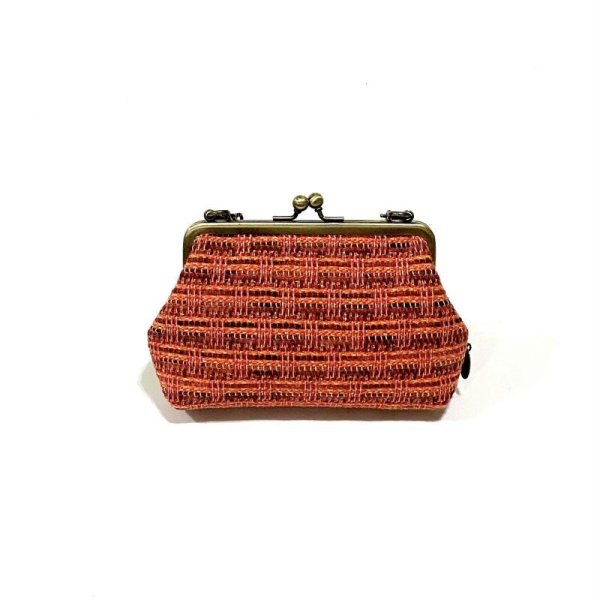 画像2: オレンジと赤のボーダーツイードのクラッチ12★チェーン付 (2)