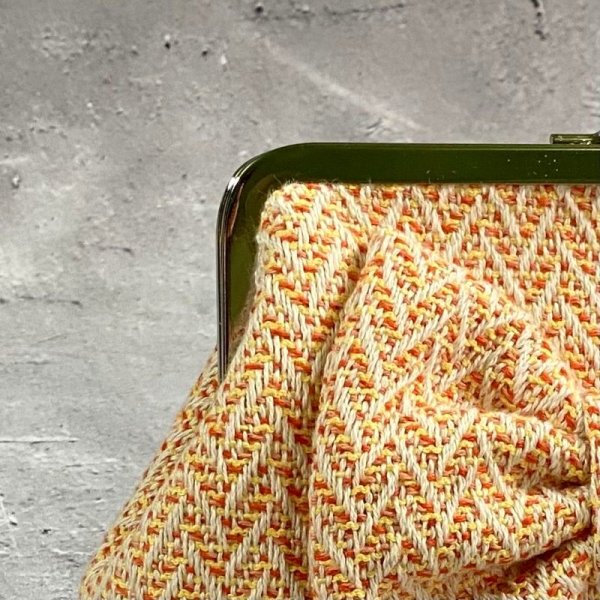 画像5: オレンジのツイードクラッチ18★リボン付 (5)